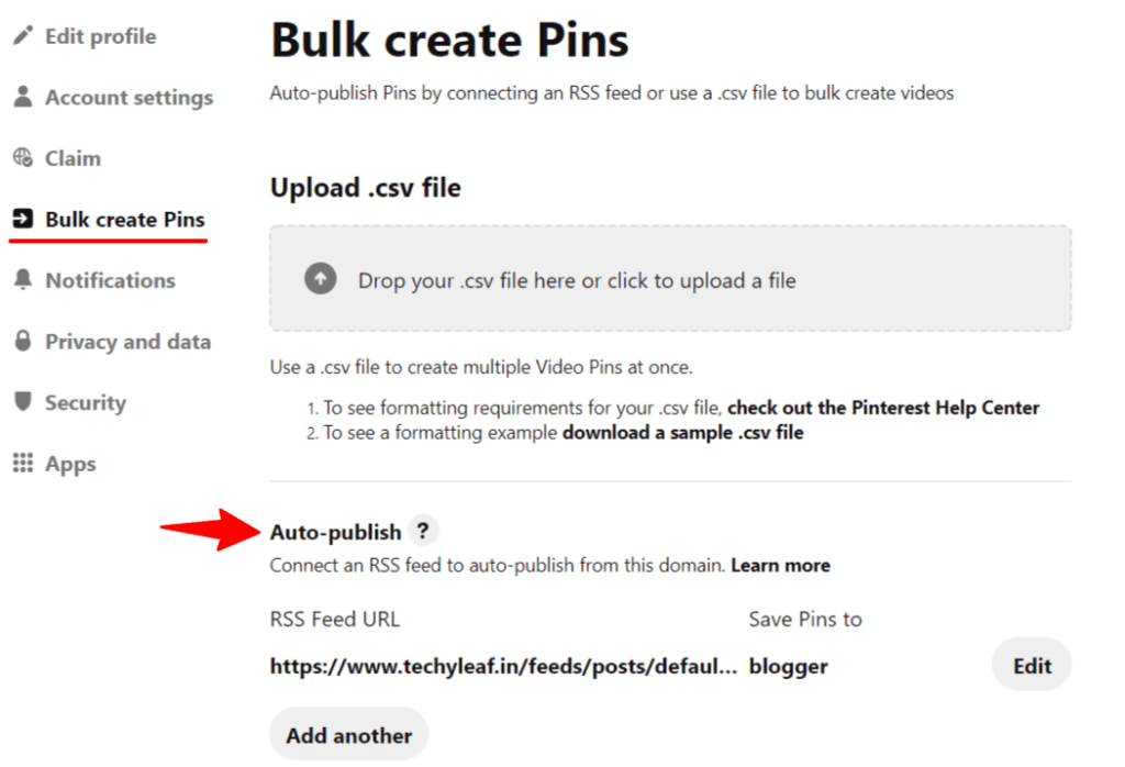 How to setup Auto publish in pinterest