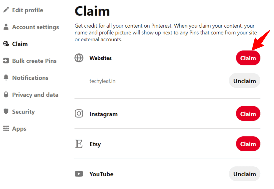 How to claim domain name in pinterest