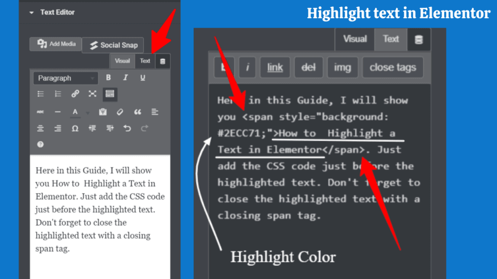 How to Highlight text in Elementor