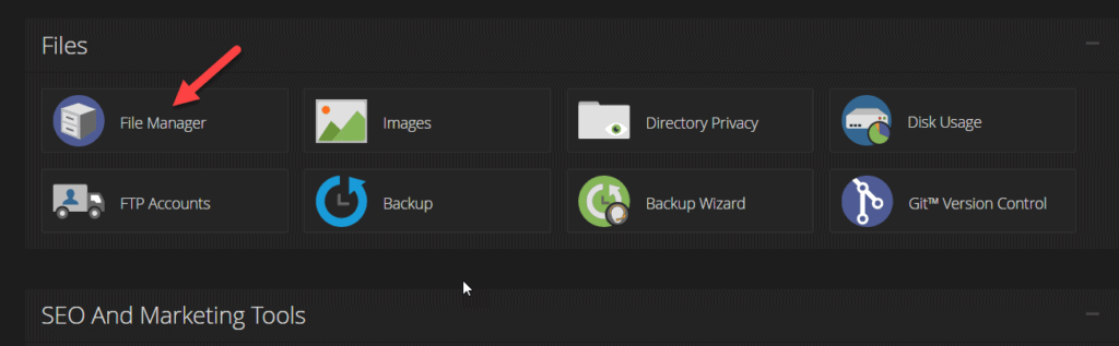 file manager in Cpanel