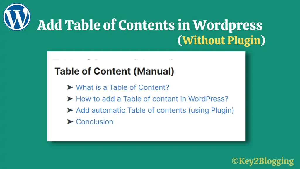 Add Table of Contents in WordPress