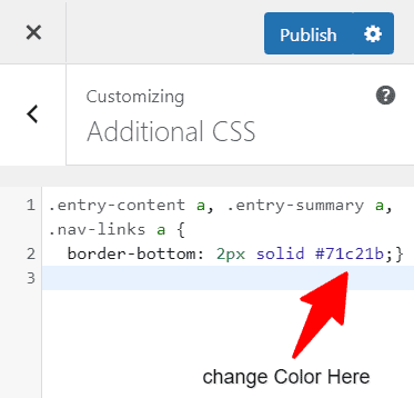 CSS code to add underline below hyperlinks
