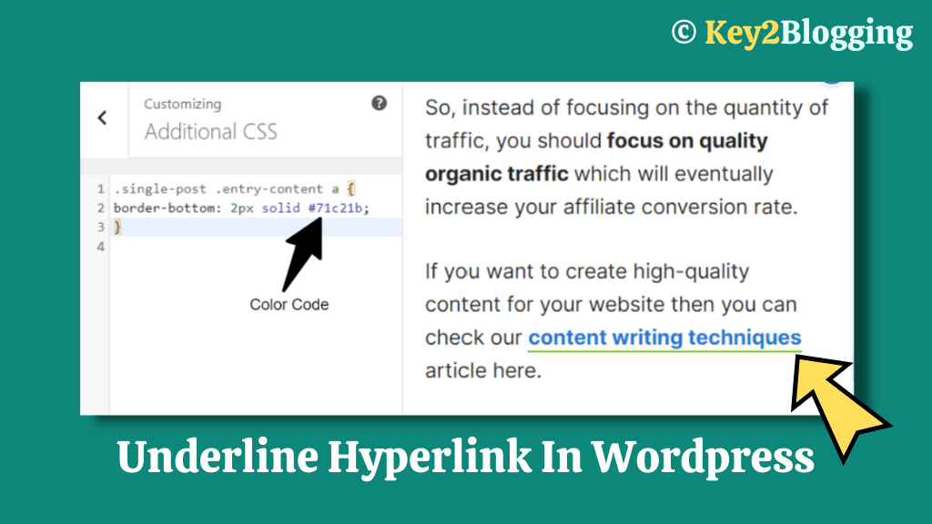 How to underline hyperlink in WordPress