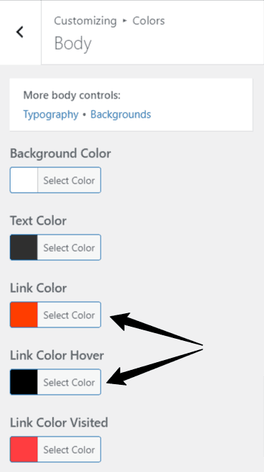 change hyperlink color in wordpress