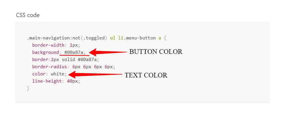 CSS code customization for menu button in generatepress