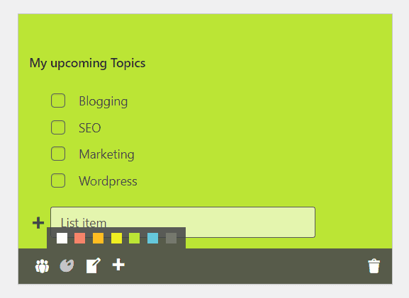 color notepad box in wordpress dashboard