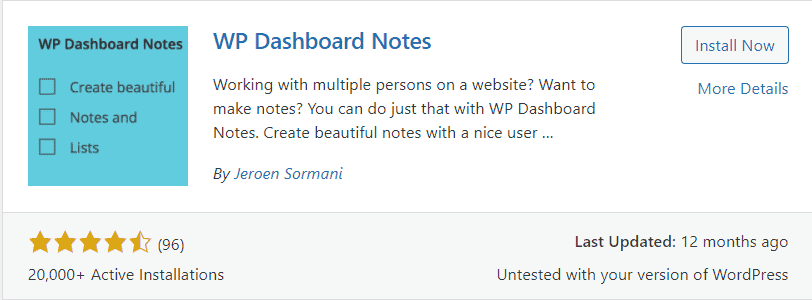 wp dashboard notes plugin