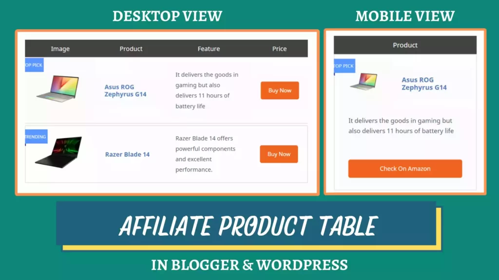 How to Create Affiliate Product Table in WordPress & Blogger for FREE