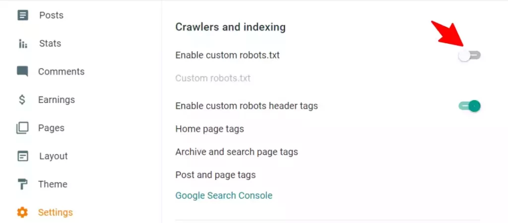 Robots.txt file in Blogger Settings