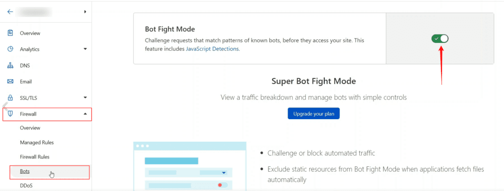 enable bot fight mode in cloudflare
