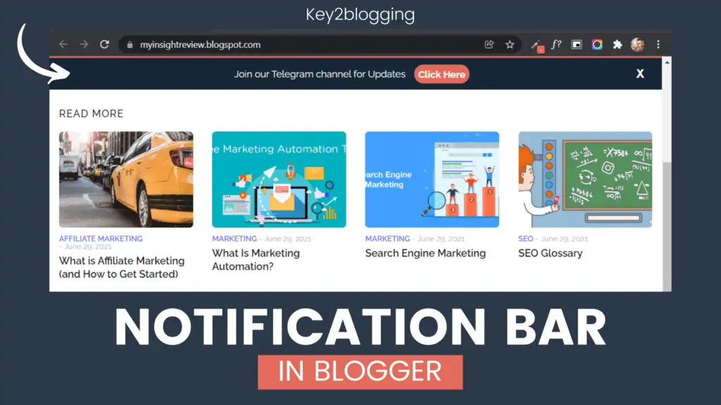 How to add notification bar in Blogger