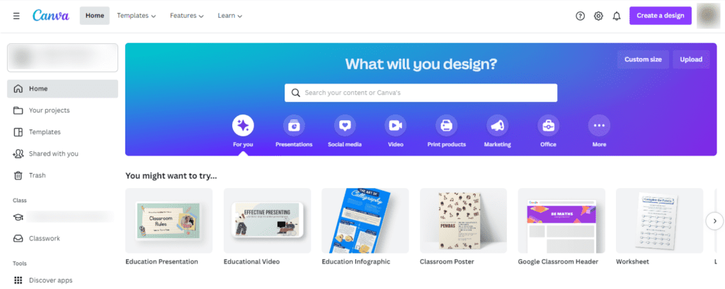 Canva, an online graphics design tool