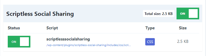 page size taking by Scriptless Social Sharing plugin