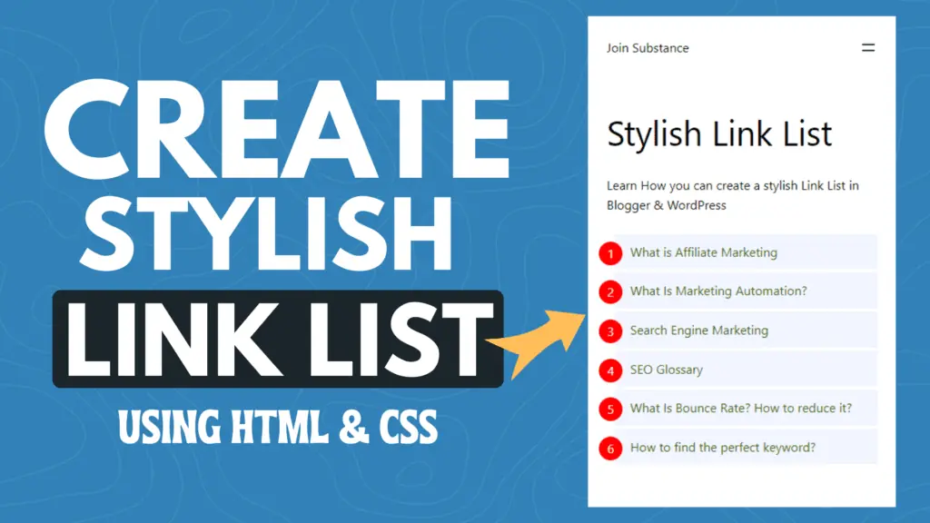 Link List using HTML & CSS