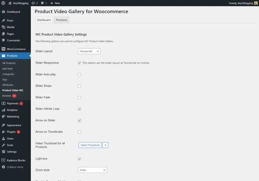 Product-Video-Gallery-for-Woocommerce-plugin-settings