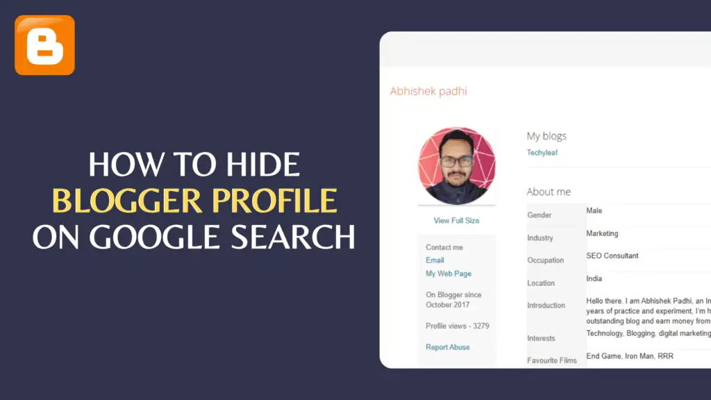 How to hide Blogger profile on Google search