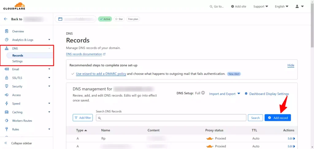 Steps to add DNS record in Cloudflare