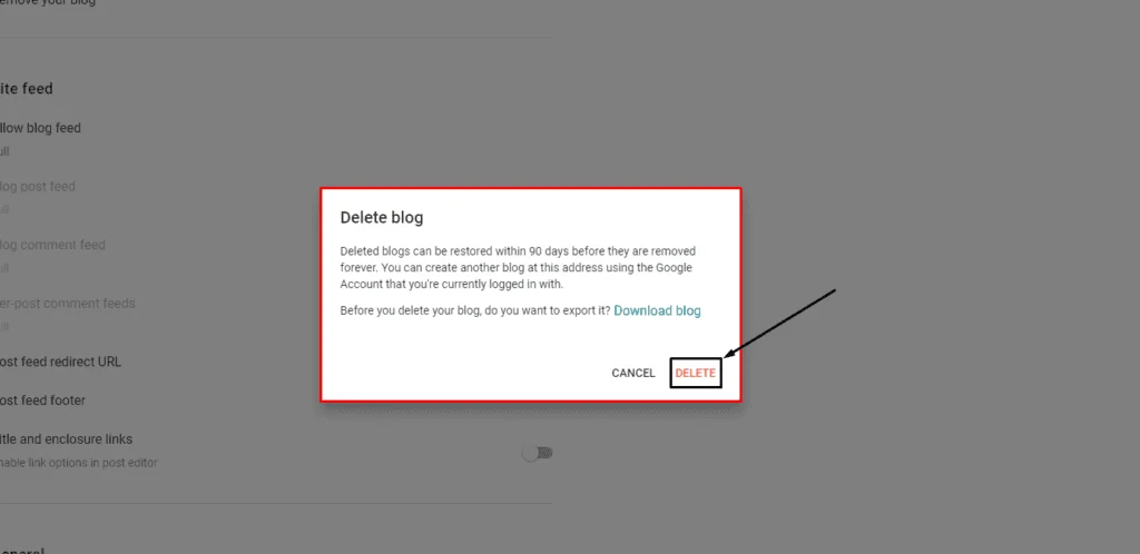 delete blogger blog