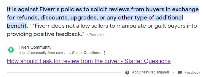 Don't Request client to review your services