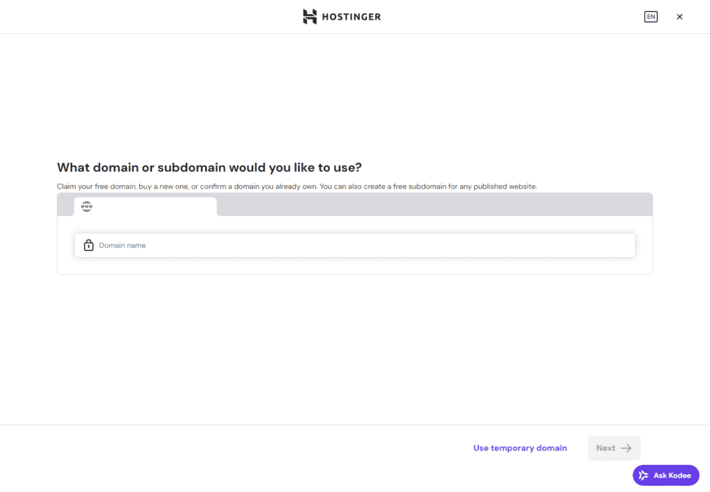 Choose a domain name for Website