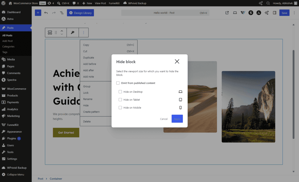 responsive editing controls