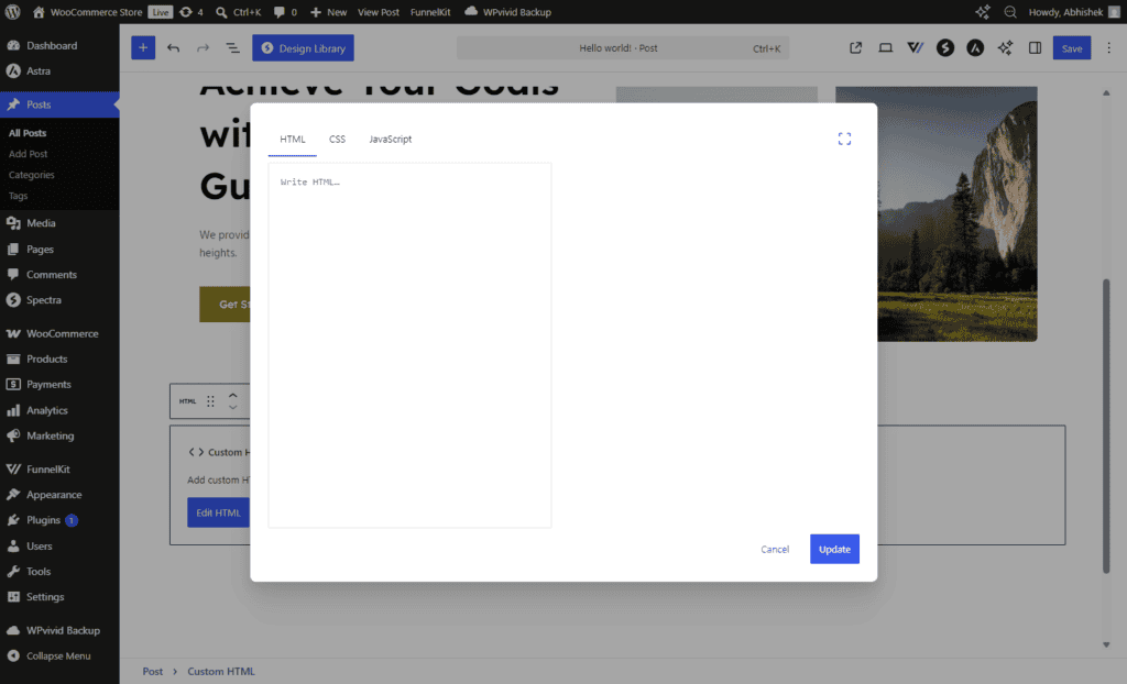 New Custom HTML Block